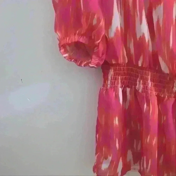 JONES NEW YORK | Women's Orange/Pink/White  Abstract Sheer Long Flowy Bl… - Picture 4 of 5